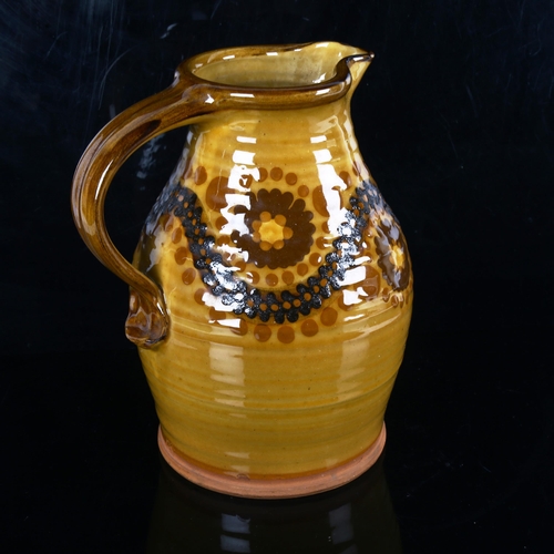 1913 - ALAN FREWEN Millhouse studio pottery, a large slipware cider flagon / jug, impressed makers mark, he... 