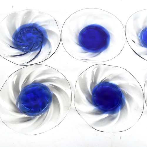 1931 - A set of six Japanese studio glass dishes with impressed seal to pontil, diameter 24cm