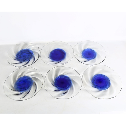 1931 - A set of six Japanese studio glass dishes with impressed seal to pontil, diameter 24cm