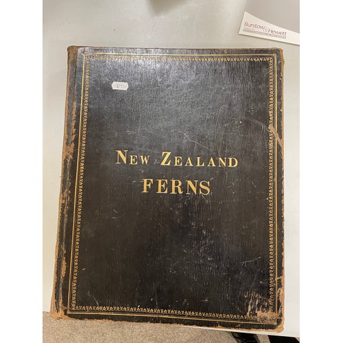 1535 - New Zealand Ferns, leather-bound album containing pressed specimens, inscribed inside cover with dat... 