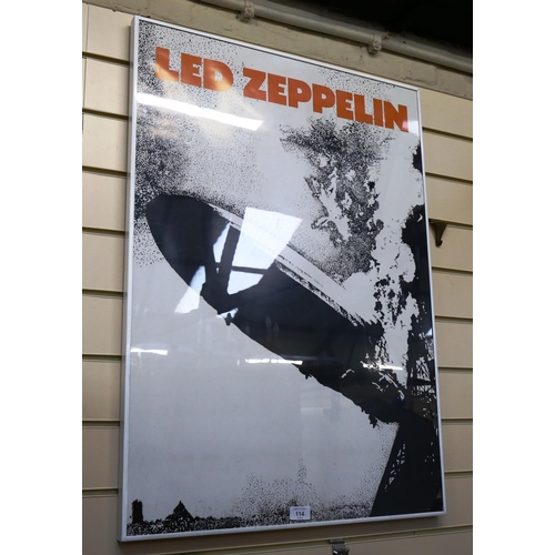 114 - A reprinted Led Zeppelin poster, framed, overall 85cm x 60cm