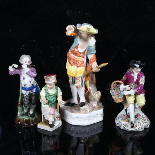 130 - A group of porcelain figures, including Crown Derby and Continental, largest height 19cm (4)