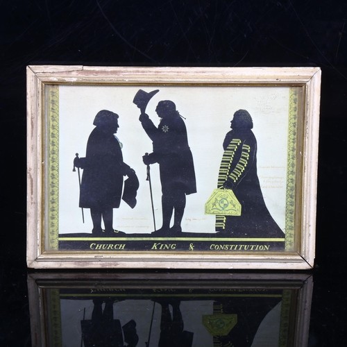 142 - A reprinted church King and Constitution silhouette picture, framed, overall 17cm x 24cm