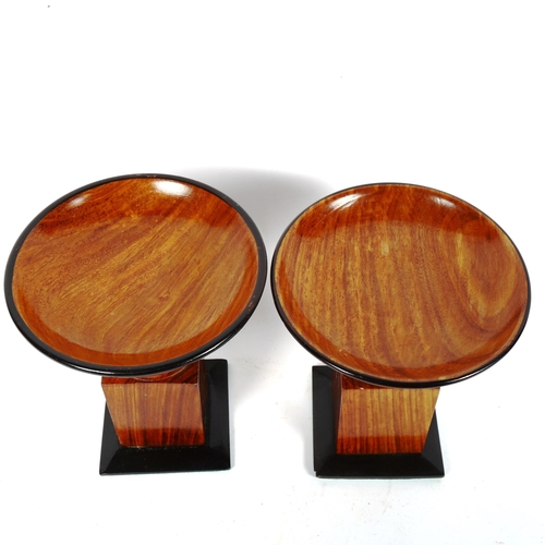 167 - A pair of reproduction turned wood tazza, height 18cm