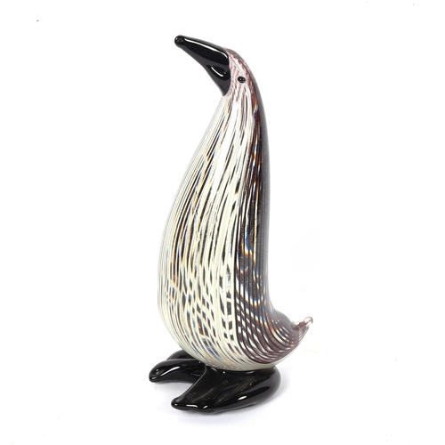 169 - A hand blown Venetian Murano glass penguin figure, height 23cm