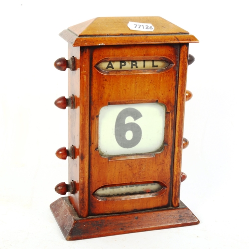 190 - A Vintage oak perpetual desk calendar, height 21cm