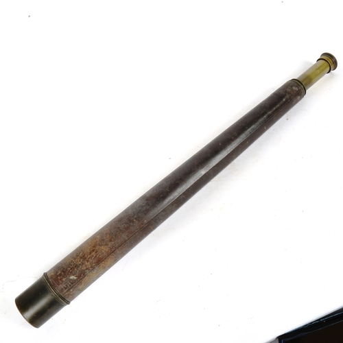 209 - An Antique Cary leather-covered single-draw telescope, 1196, extended length 88cm