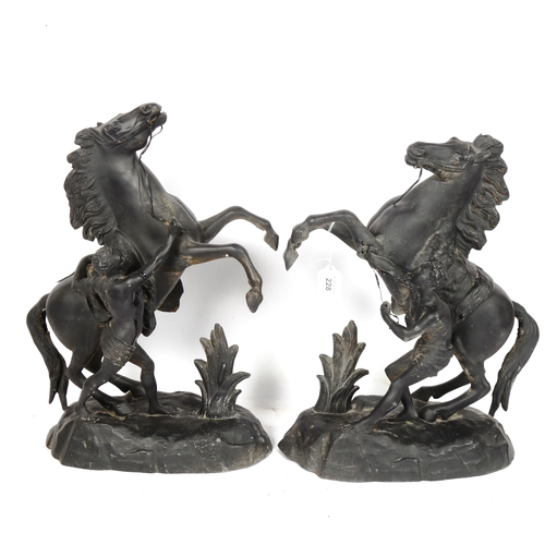 228 - A pair of painted spelter Marley Horse figures, height 43cm