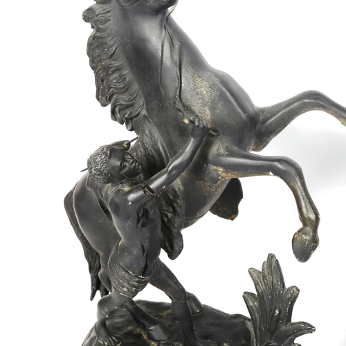 228 - A pair of painted spelter Marley Horse figures, height 43cm