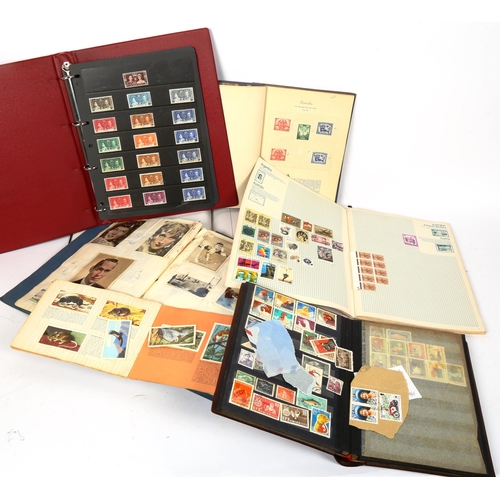 235 - Various Vintage stamp albums, including Savoy Victory, Malta cigarette cards etc (boxful)