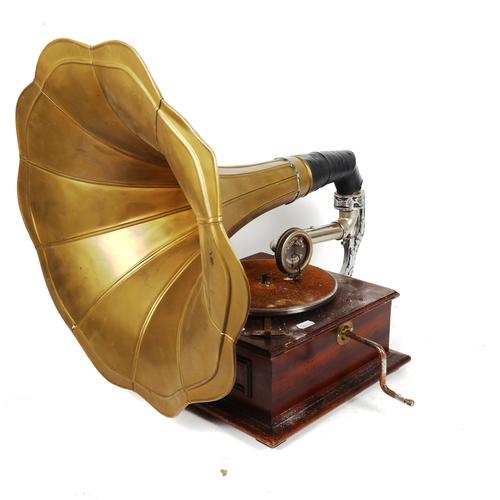 254 - A Vintage Elephant gramophone, with brass horn