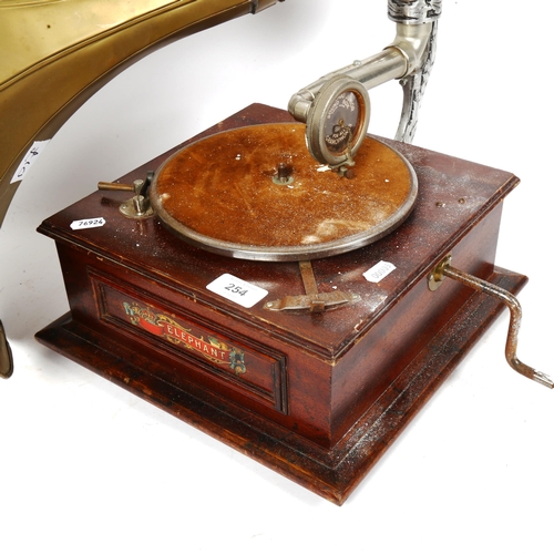 254 - A Vintage Elephant gramophone, with brass horn