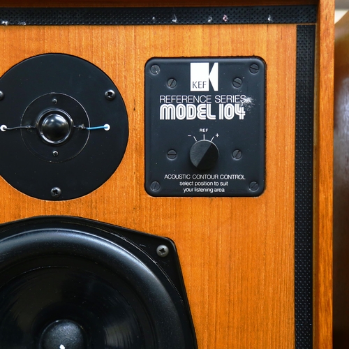 278 - A pair of KEF model 104 teak floor standing loud speakers, height 78.5cm