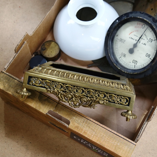 287 - A large vacuum Hoofdcondensor by Dewrance, brass longcase clock dial, mantel clock base etc