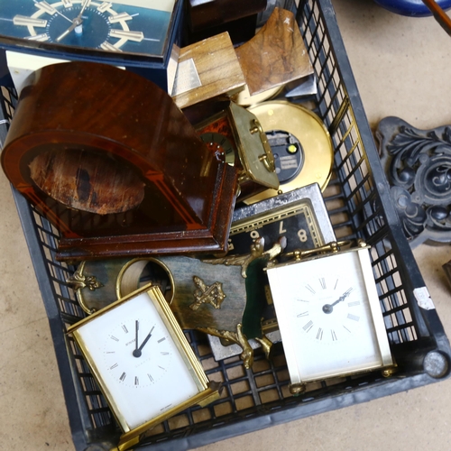 297 - Vintage clocks, cases, barometer etc (2 boxes)