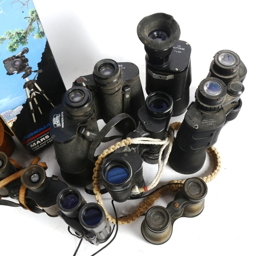 300 - Various binoculars, including Asahi Pentax 8x30, Kershaw 1918 Mk I, Bresser 10x50 etc