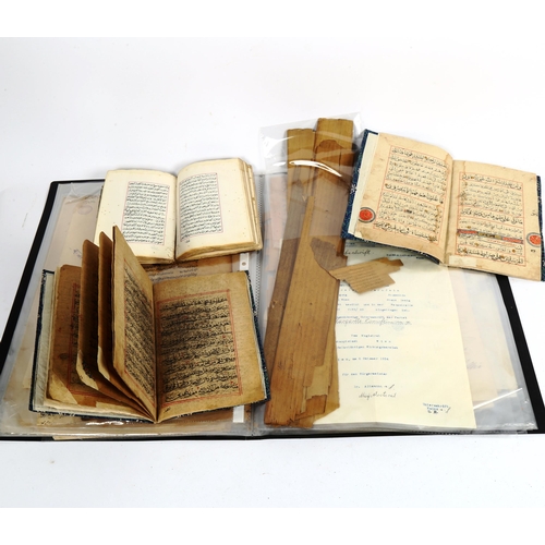 78 - A late 19th/early 20th century Indian letters and stamps, 3 Arabic handwritten script books, palm le... 