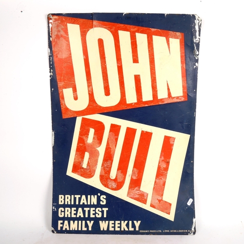 80 - A Vintage lithographed tin John Bull newspaper advertising sign, 76cm x 51cm