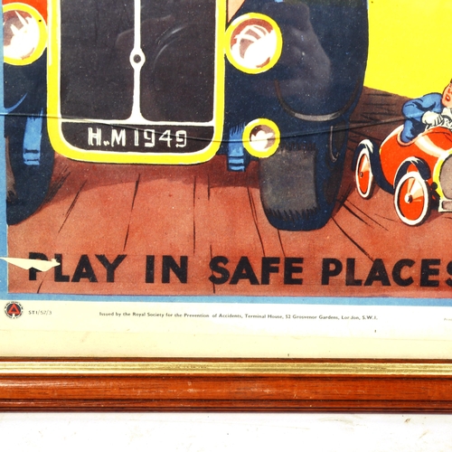 85 - 2 mid-century 'Play In Safe Places' advertising signs, issued by The Royal Society For The Preventio... 