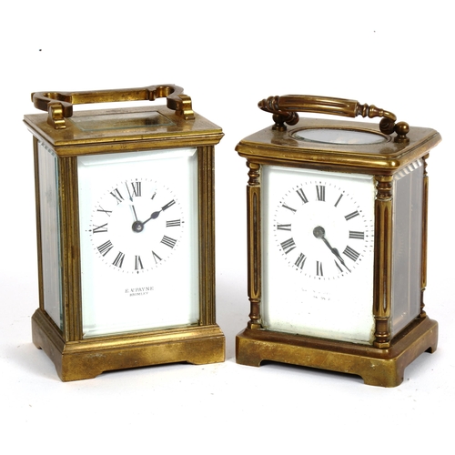 88 - 2 brass-cased carriage clocks, largest height 11cm (2)