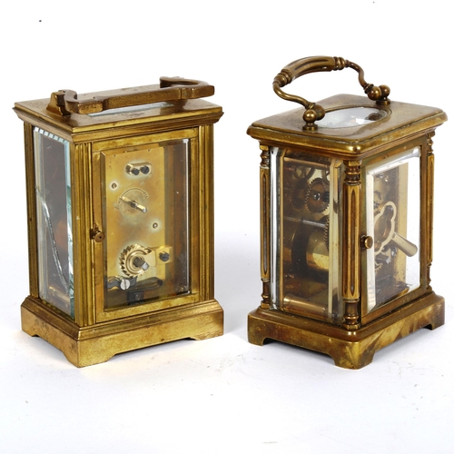 88 - 2 brass-cased carriage clocks, largest height 11cm (2)