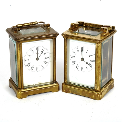 89 - 2 brass-cased carriage clocks, largest height 11cm (2)