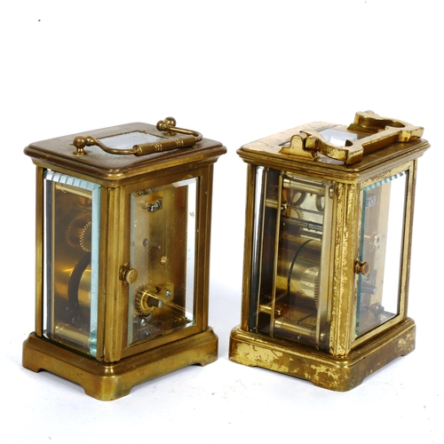 89 - 2 brass-cased carriage clocks, largest height 11cm (2)