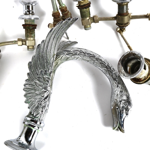 92 - A set of chrome plate swan bath taps