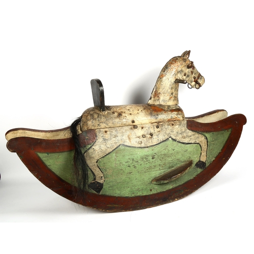 95 - A child's Vintage painted wood rocking horse, length 103cm