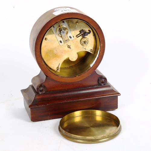 347 - A small walnut-cased drum mantel clock, by Benetfink & Co Ltd, height 17cm