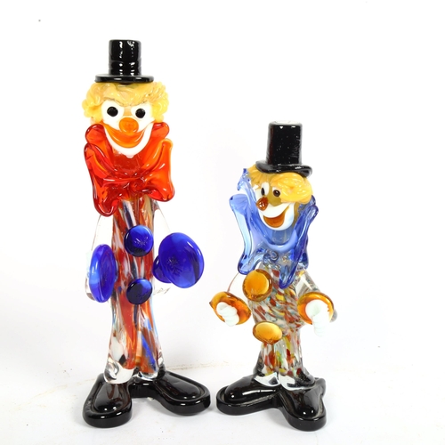 349 - 2 Italian Murano glass clown sculptures, height 26cm