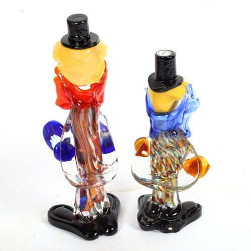 349 - 2 Italian Murano glass clown sculptures, height 26cm