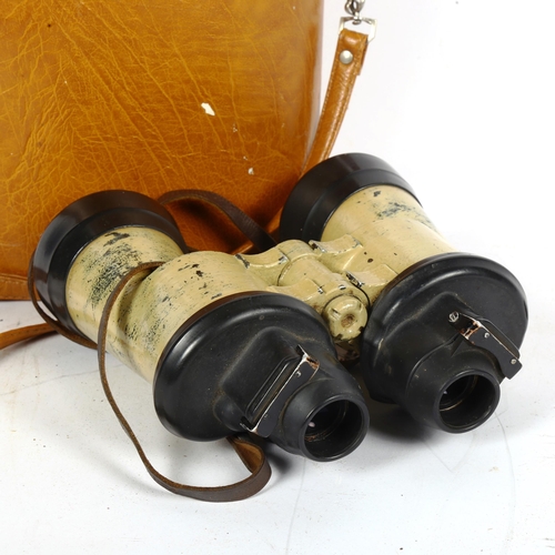 367 - A pair of Second World War Period military style field binoculars, 7x50, in tan leatherette case