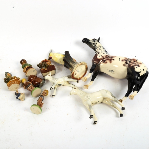 688 - Royal Doulton Appaloosa horse, Beswick horses and Wade figures