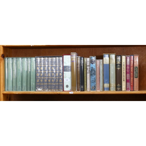 700 - A shelf of folio books, including Jane Austen, Charlotte Bronte etc