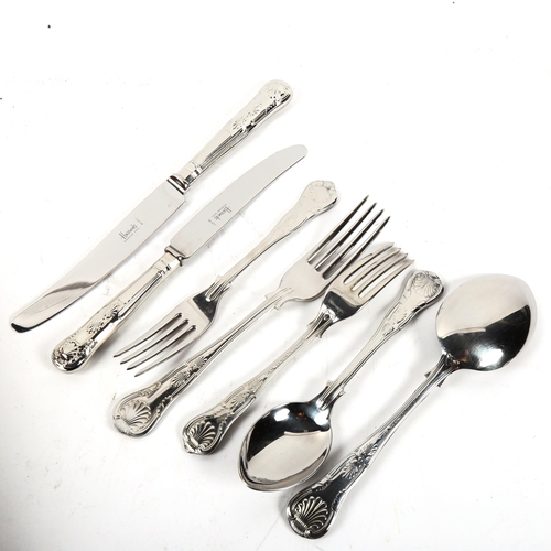 1017 - A canteen of King's pattern stainless steel cutlery for 6 people, retailed by Harrods, in fitted cas... 