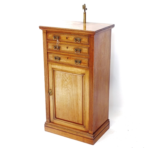 2012 - A Victorian walnut dressing cabinet (mirror missing), fitted with 3 short drawers and panelled cupbo... 