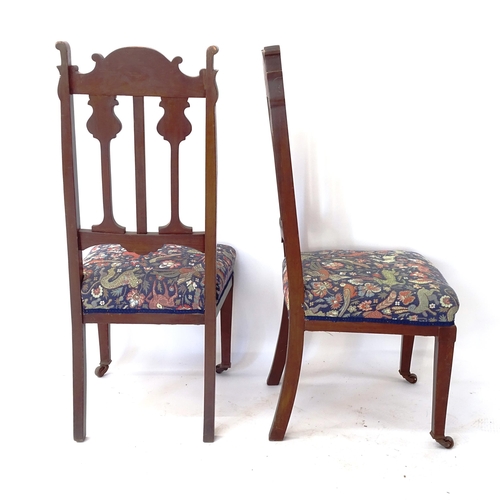 2014 - A set of 4 Arts and Crafts style tapestry upholstered dining chairs