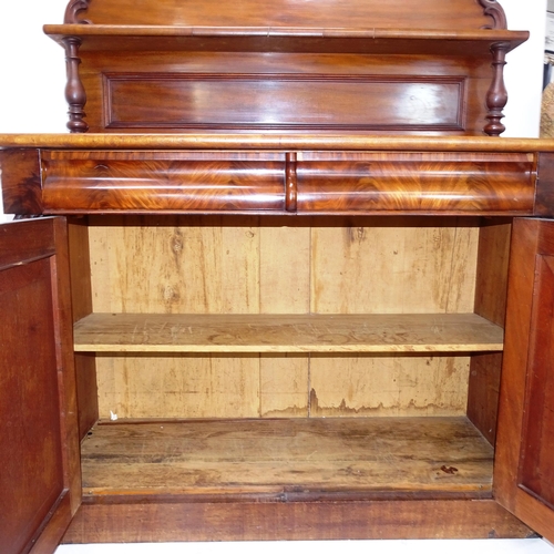 2024 - A Victorian mahogany sideboard, with raised back, 2 frieze drawers and cupboard under, W122cm, H165c... 