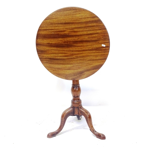 2028 - A Georgian mahogany tilt-top occasional table, on tripod base, W54cm, H68cm extending to 99cm