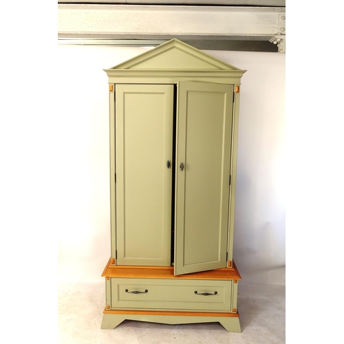 2032 - A modern painted 2-door shoe cupboard, on drawer fitted base, W113cm, H226cm, D55cm