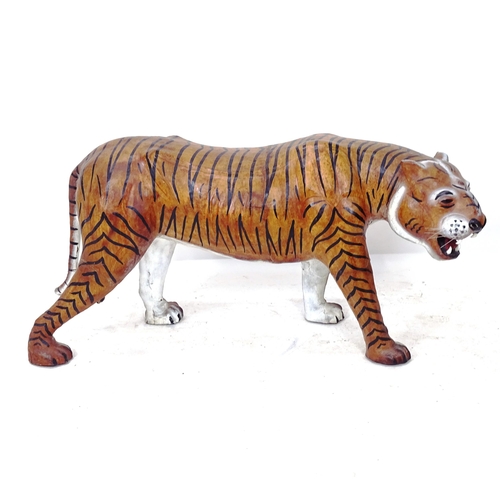 2049 - A leather-covered tiger (life-size), L125cm