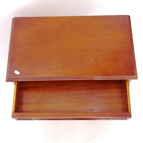 2052 - A reproduction mahogany side cabinet, with single drawer and shelf below, W61cm, H77cm, D35cm