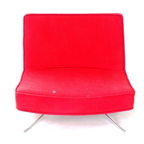 2056 - A Pop lounge chair by Christian Werner for Ligne Roset, upholstered with red Kvadrat fabric, on 4-le... 