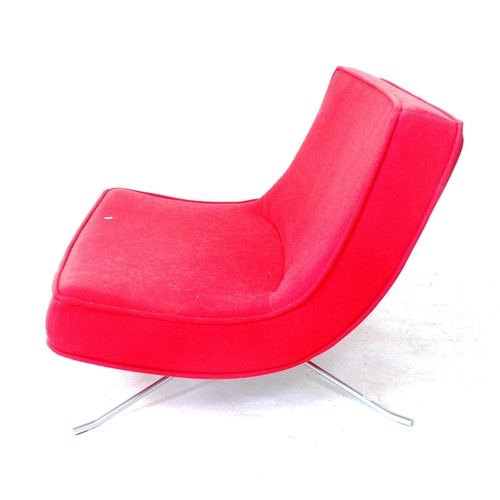 2056 - A Pop lounge chair by Christian Werner for Ligne Roset, upholstered with red Kvadrat fabric, on 4-le... 