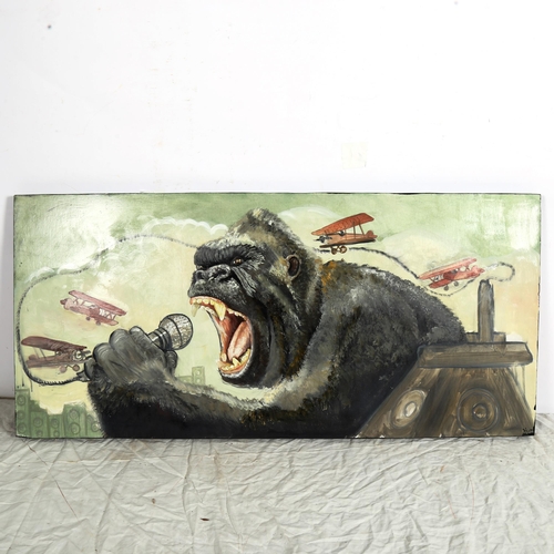 1413 - Clive Fredriksson, oil on board, King Kong, 46cm x 100cm