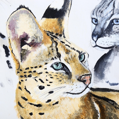 1416 - Clive Fredriksson, oil on canvas, wild cats, 69cm x 54cm