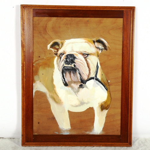 1417 - Clive Fredriksson, oil on board, Bulldog, framed, overall 68cm x 55cm