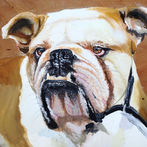 1417 - Clive Fredriksson, oil on board, Bulldog, framed, overall 68cm x 55cm