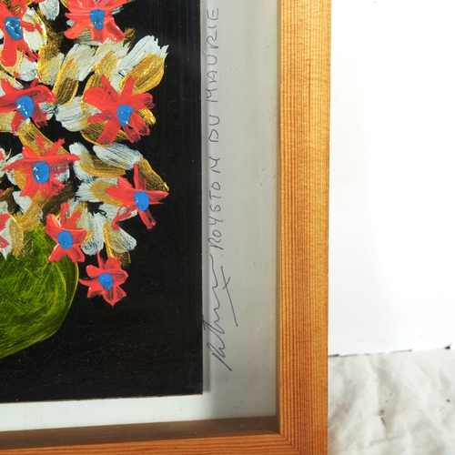 1423 - Royston Du Maurier-Lebek, acrylic on board, still life, framed, overall 29cm x 29cm